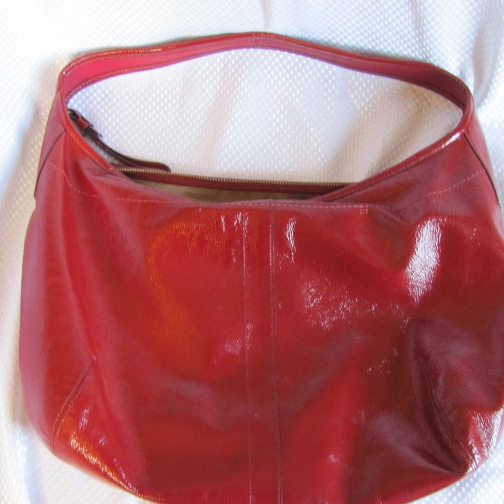 COACH ERGO RICH RED PATENT LEATHER LG HOBO TOTE BA - Picture 3 of 12